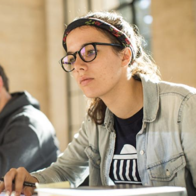 MIT student at computer