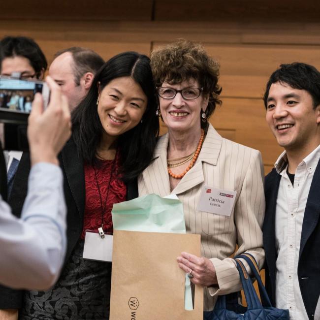 Patricia Gercik and students at event