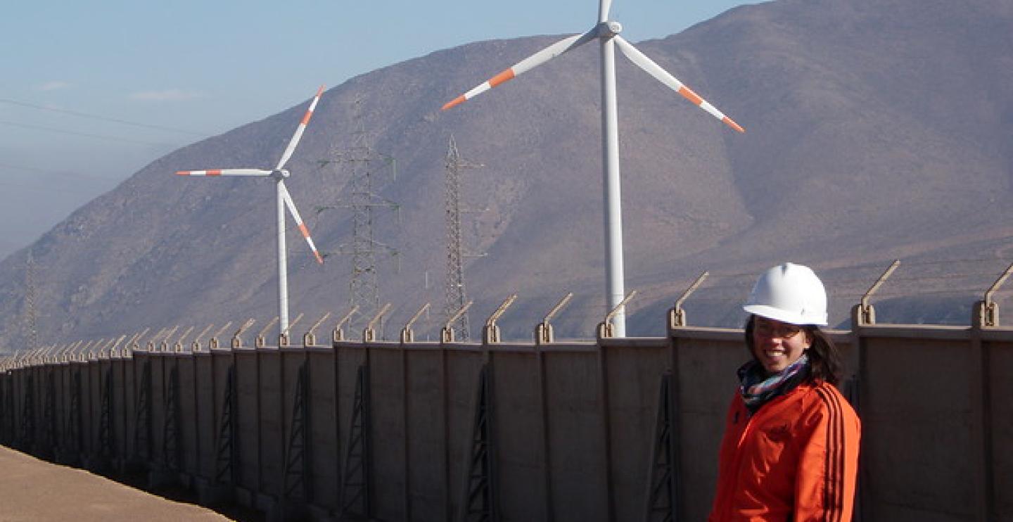 Student and wind turbines