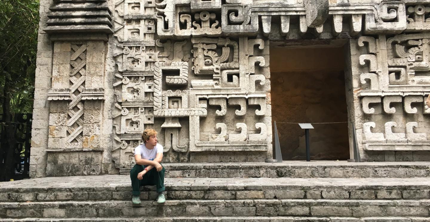 Gabriel Flores picture outside of temple