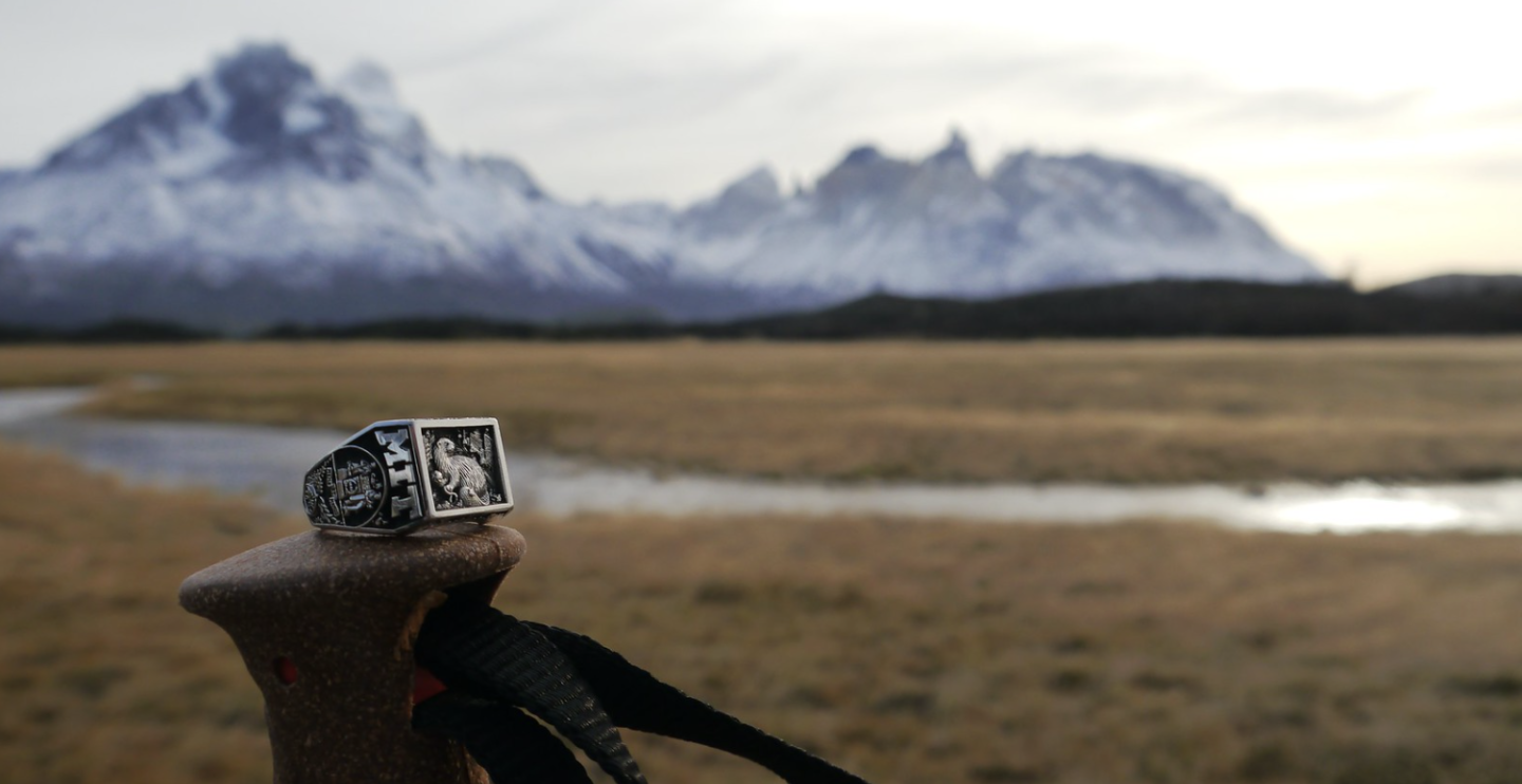 Brass rat in front of mountain