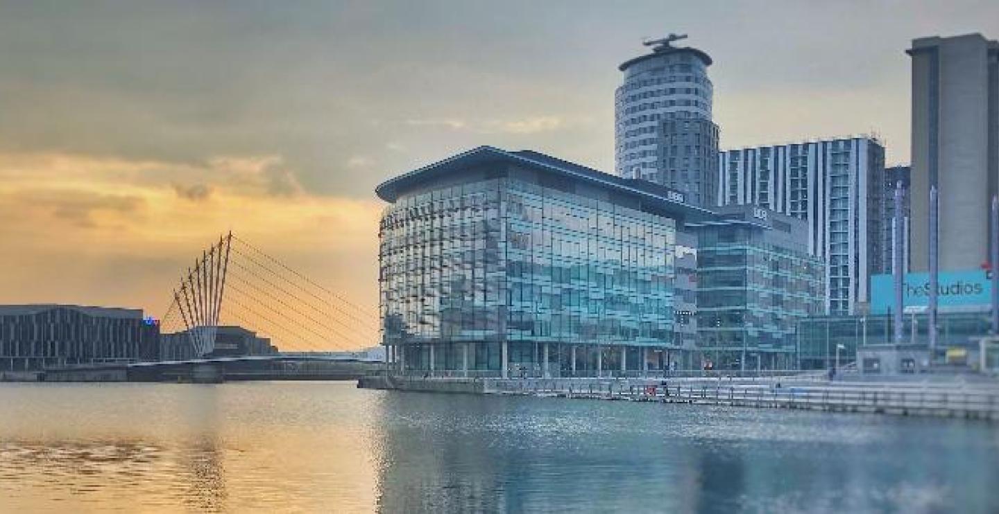 Waterfront view of the University of Manchester