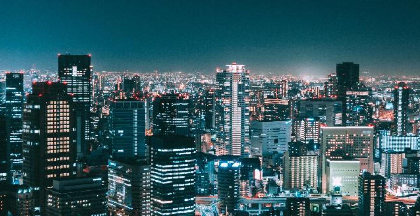 High-rise view of the city of Tokyo at night