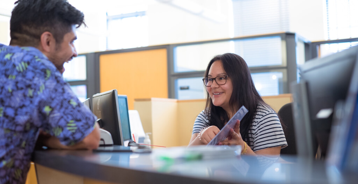 librarian helping student