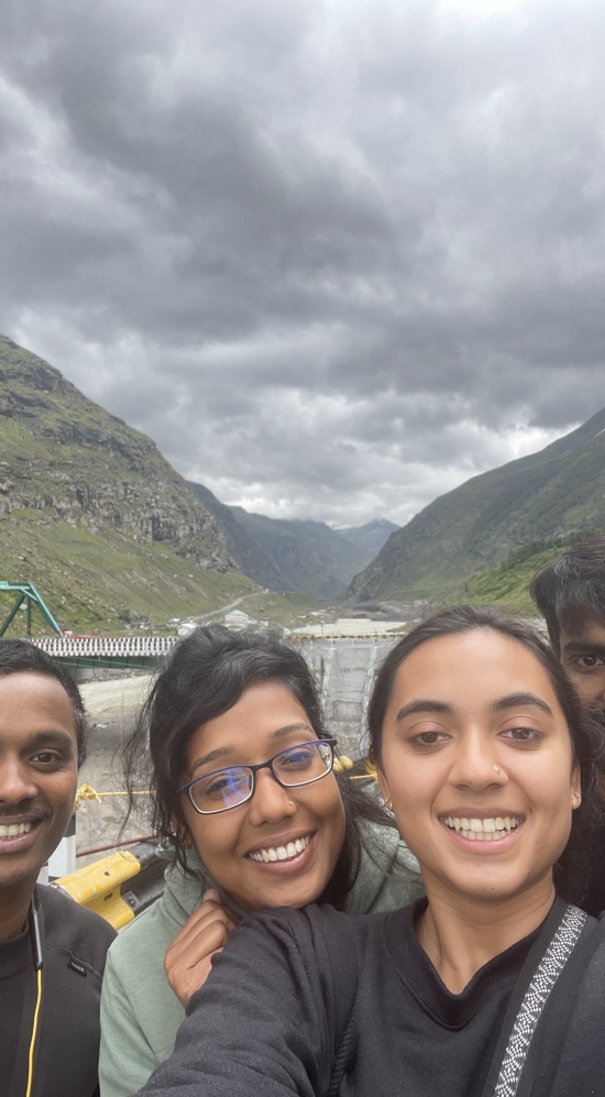 neosha with lab mates in the Himalayas during site visit