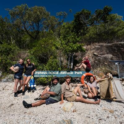 Students posing on Australia beach