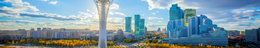 Astana, Nur-Sultan, Kazakhstan. Center of the city, skyscraper, view on Baiterek