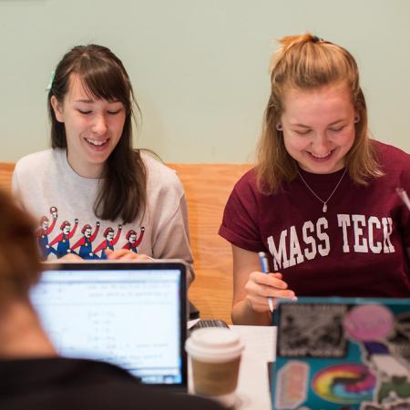 Students studying on MIT campus