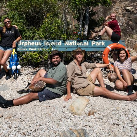 Students posing on Australia beach