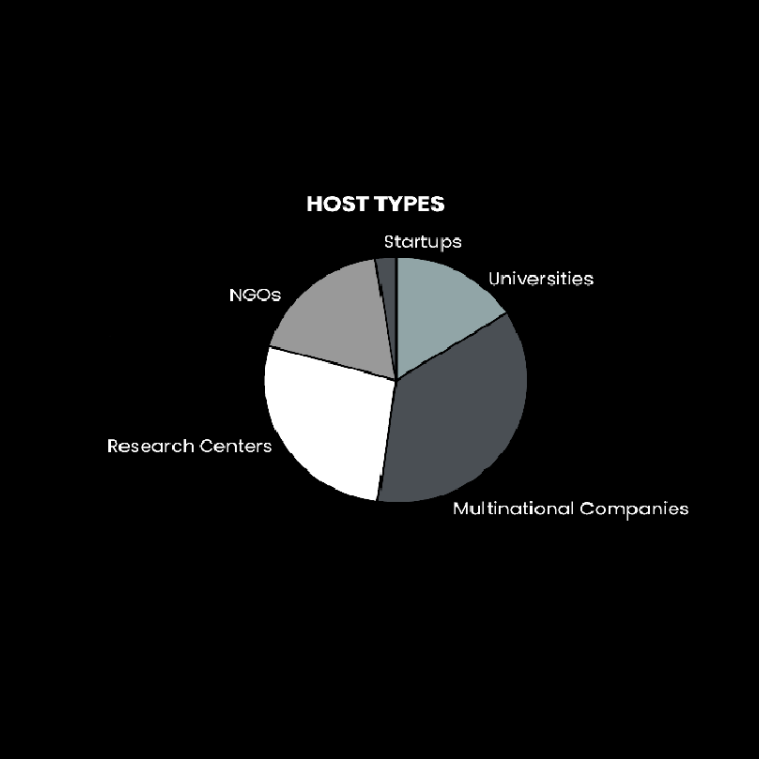 MIT-India placements sorted by host type