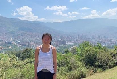 Erica posing in front of Colombia landscape