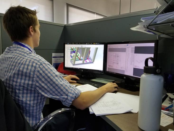 Student working at a computer