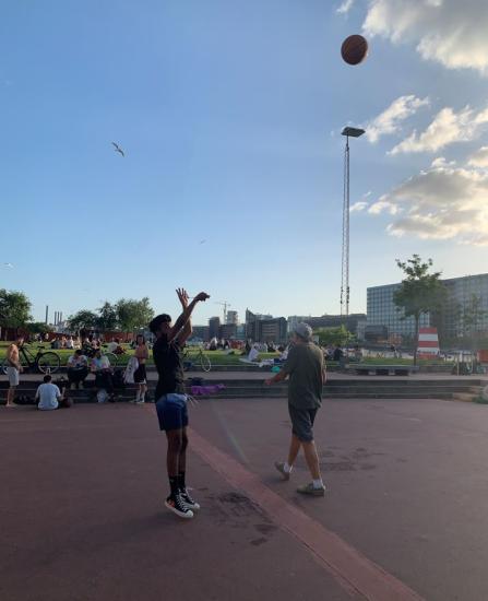 Hector playing basketball